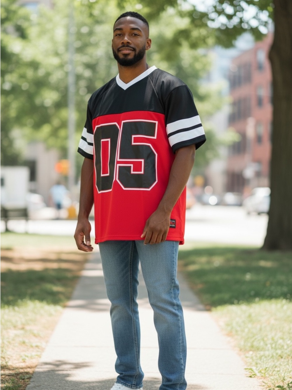 FUBU Red and Black '05' Athletic Jersey